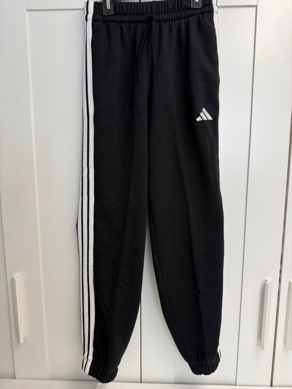 Womens adidas Black Sweatpants with White Side Stripes XS